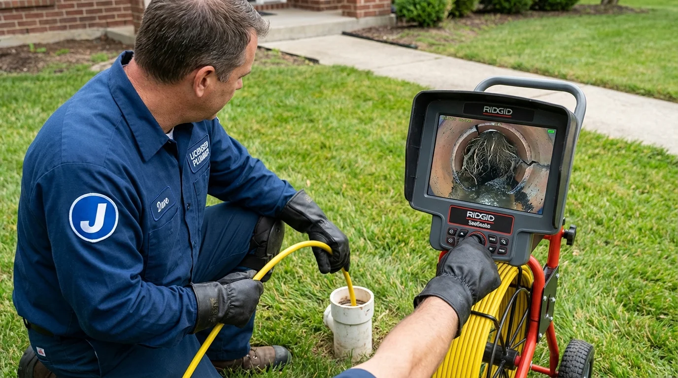 Sewer camera inspection being performed by Johns Plumbing LLC in Brandywine